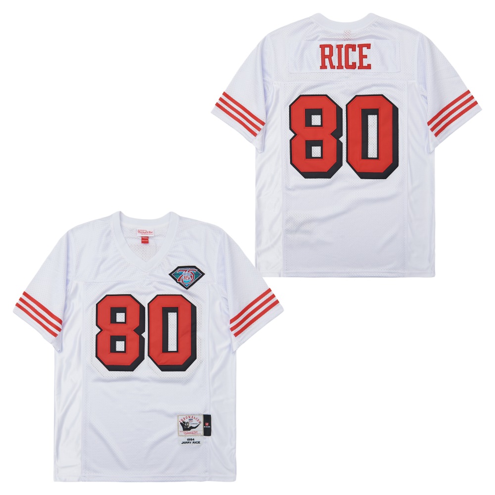 Men's  San Francisco 49ers #80 Jerry Rice 1994 Mitchell & Ness Throwback Retired Player Jersey - White