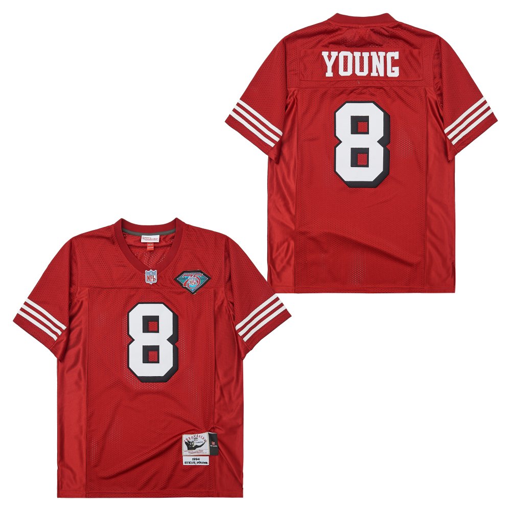 Men's San Francisco 49ers #8 Steve Young 1994 Mitchell & Ness Throwback Retired Player Jersey - Scarlet