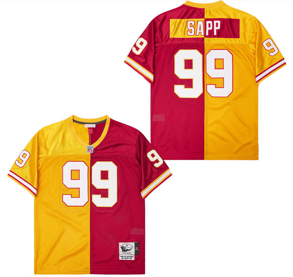 Men's Tampa Bay Buccaneers #99 Warren Sapp Mitchell & Ness Split Legacy Replica Jersey - Orange Red