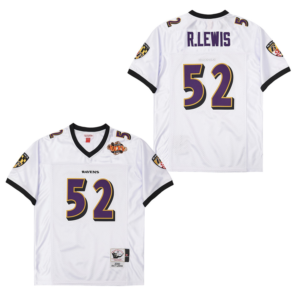 Men's Baltimore Ravens #52 Ray Lewis Mitchell & Ness Retired Player Replica Jersey - White