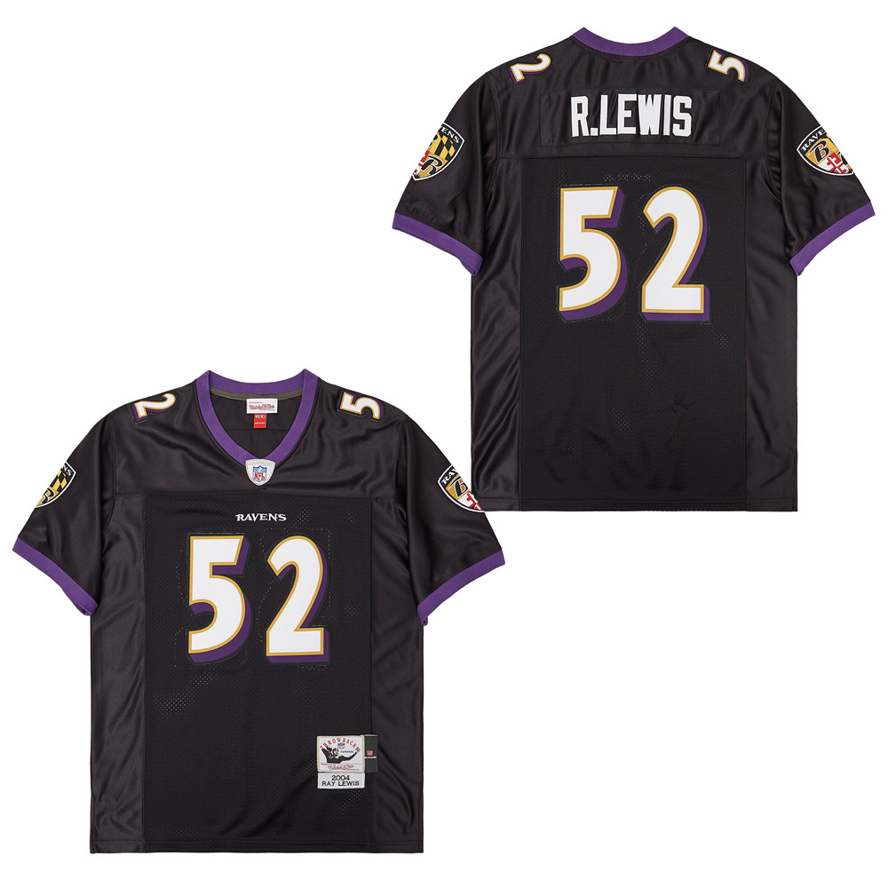 Men's Baltimore Ravens #52 Ray Lewis Mitchell & Ness Retired Player Replica Jersey - Black
