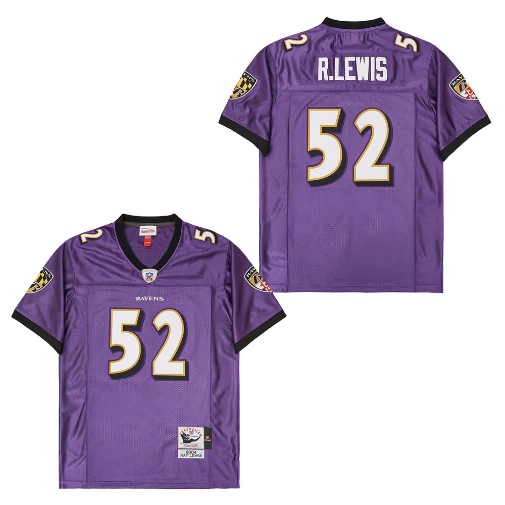 Men's Baltimore Ravens #52 Ray Lewis Mitchell & Ness Retired Player Replica Jersey - Purple