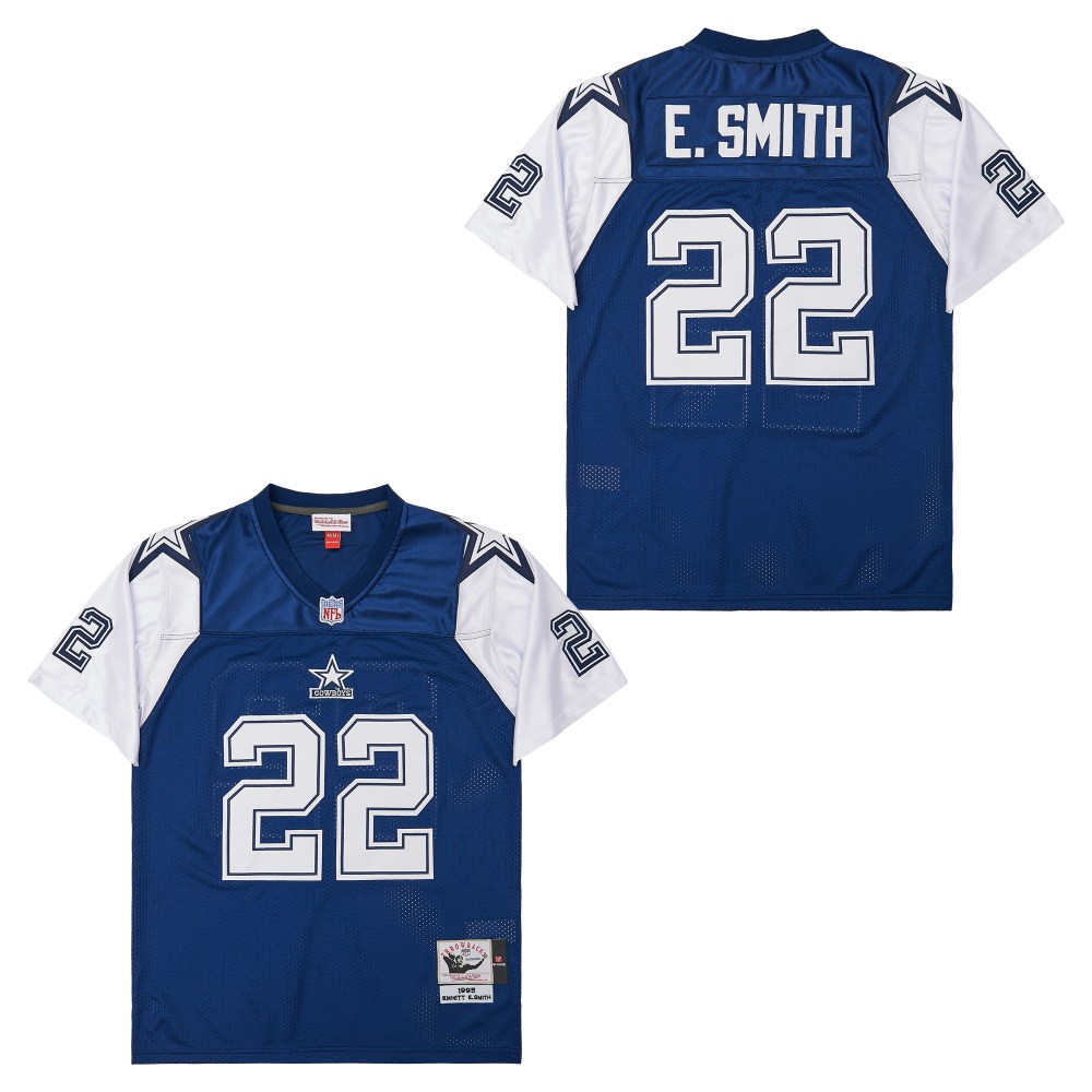 Men's Dallas Cowboys #22 Emmitt Smith 1995 Mitchell & Ness Throwback Retired Player Jersey - Navy