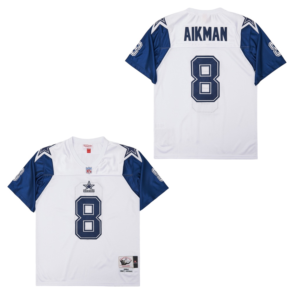 Men's Dallas Cowboys #8 Troy Aikman 1994 Mitchell & Ness Throwback Retired Player Jersey - White