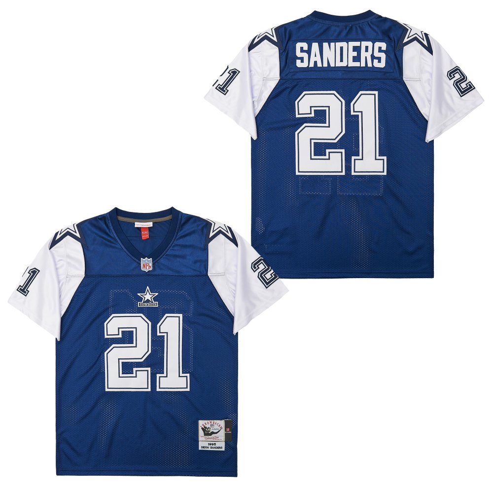 Men's Dallas Cowboys #21 Deion Sanders  1995 Mitchell & Ness  Throwback Retired Player Jersey - Navy