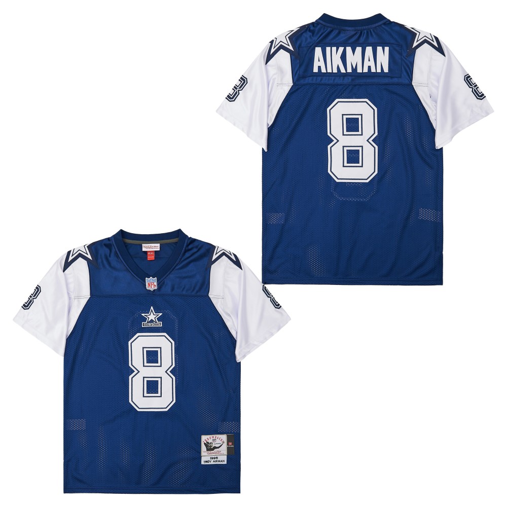 Men's Dallas Cowboys #8 Troy Aikman 1995 Mitchell & Ness Legacy Replica Jersey - Navy