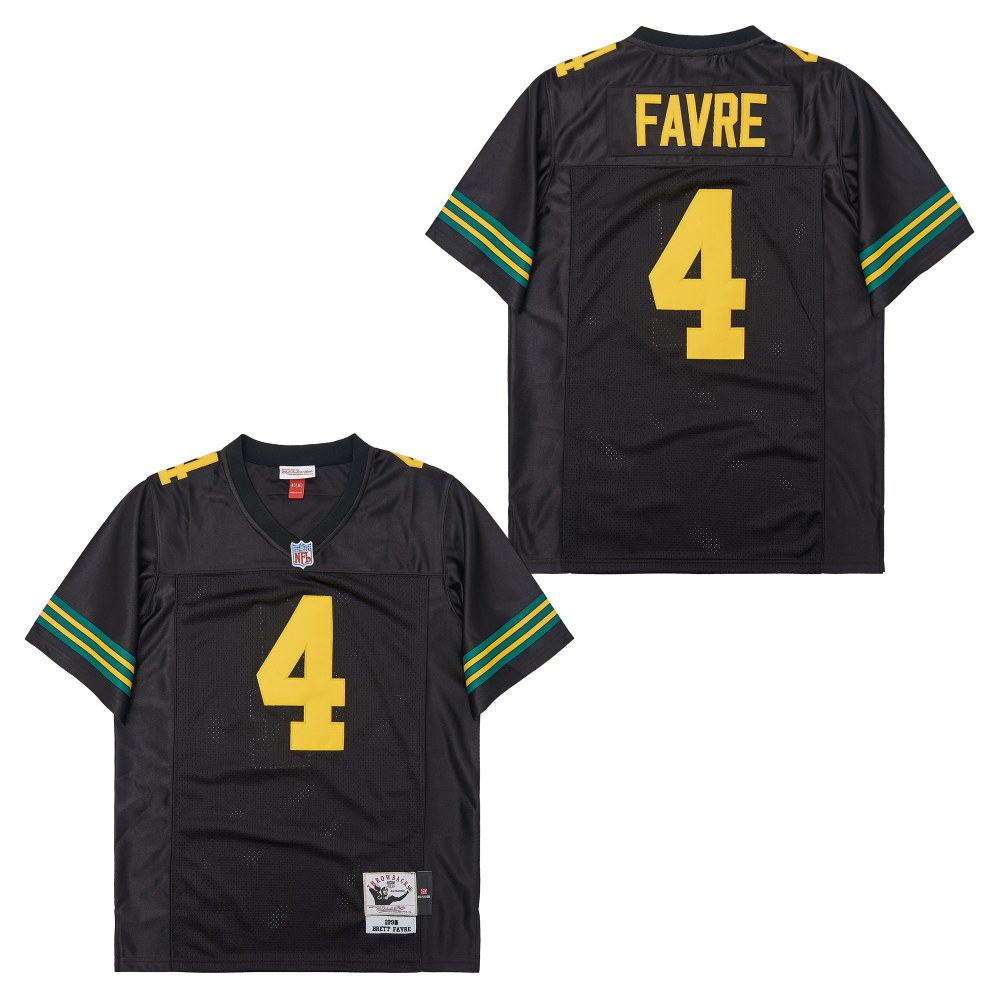 Men's Green Bay Packers #4 Brett Favre  Mitchell & Ness  1996 Retired Player Replica Jersey - Black