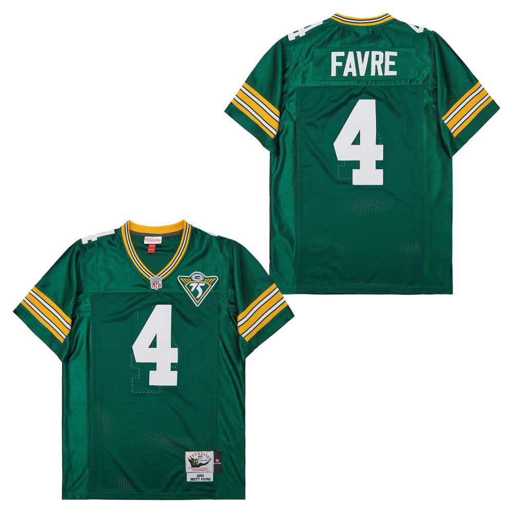 Men's Green Bay Packers #4 Brett Favre  Mitchell & Ness  1993 Retired Player Replica Jersey - Green