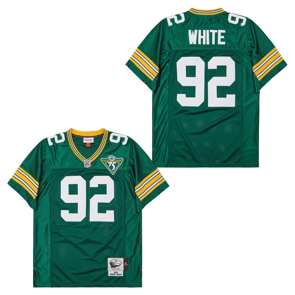 Men's Green Bay Packers #92 Reggie White  Mitchell & Ness  1993 Retired Player Replica Jersey - Green