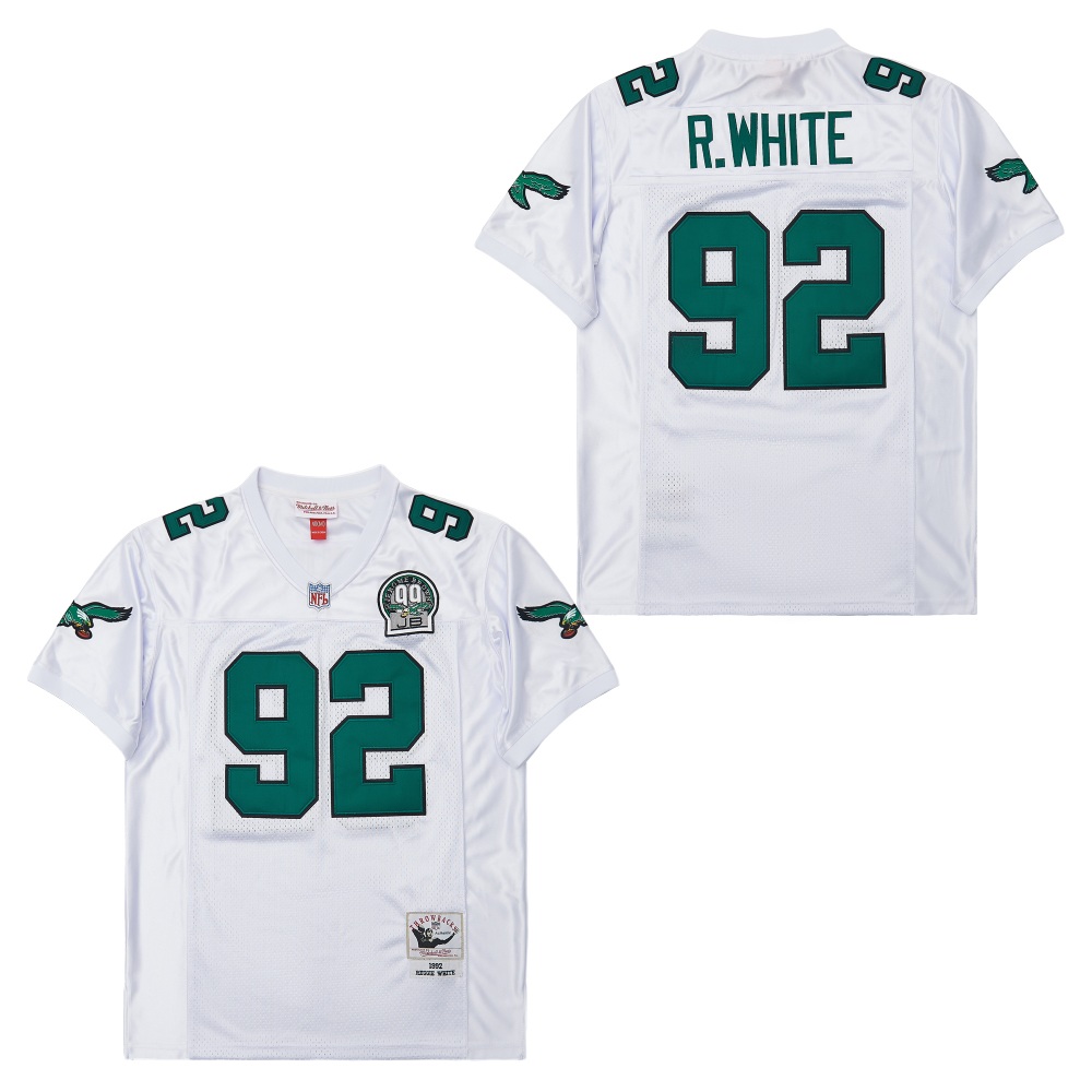 Men's Philadelphia Eagles #92 Reggie White  Mitchell & Ness 1992 Throwback Retired Player Jersey - White