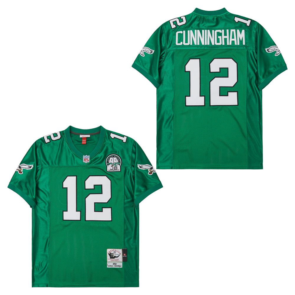 Men's Philadelphia Eagles #12 Randall Cunningham 1992 Mitchell & Ness  Throwback Retired Player Jersey - Green