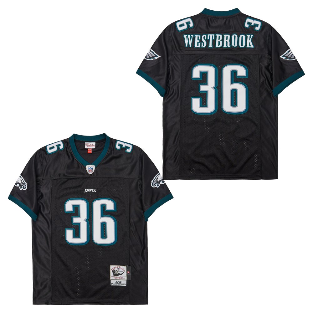 Men's Philadelphia Eagles #36 Brian WESTBROOK 2003 Mitchell & Ness Throwback Retired Player Jersey - Black