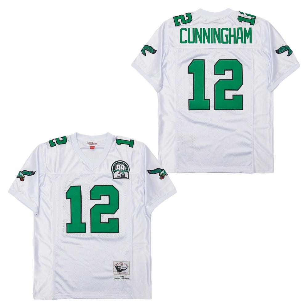 Men's Philadelphia Eagles #12 Randall Cunningham 1992 Mitchell & Ness  Throwback Retired Player Jersey - White