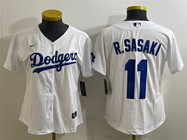 Women's Los Angeles Dodgers #11 Roki Sasaki White Cool Base Stitched Baseball Jersey(Run Small)