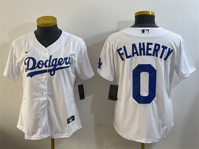 Women's Los Angeles Dodgers #0 Jack Flaherty White Cool Base Stitched Baseball Jersey(Run Small)