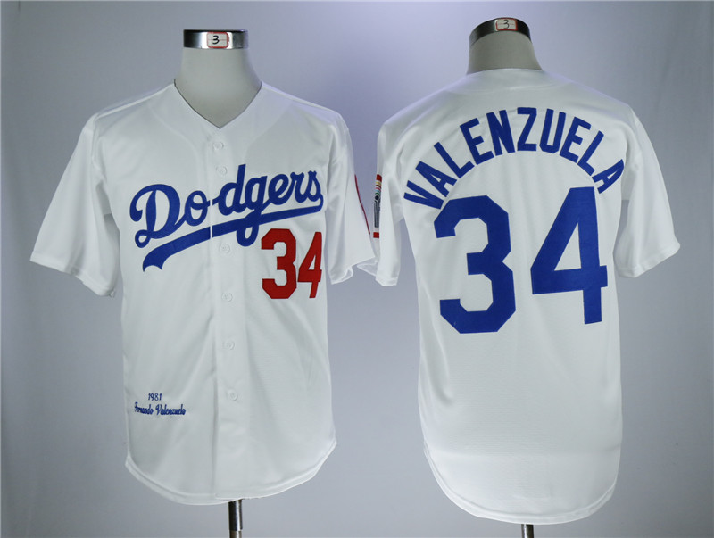 Women's Los Angeles Dodgers #34 Fernando Valenzuela White 1981 Throwback Stitched Baseball Jersey(Run Small)