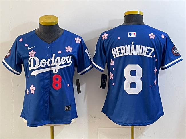 Women's Los Angeles Dodgers #8 Enrique Hernández Royal 2025 Tokyo Series Limited Cherry Blossoms Baseball Jersey(Run Small)