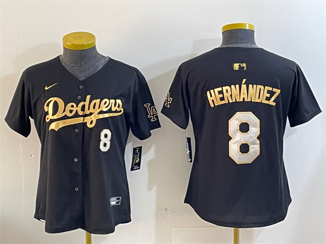 Women's Los Angeles Dodgers #8 Enrique Hernández Black Gold Limited Stitched Baseball Jersey(Run Small)