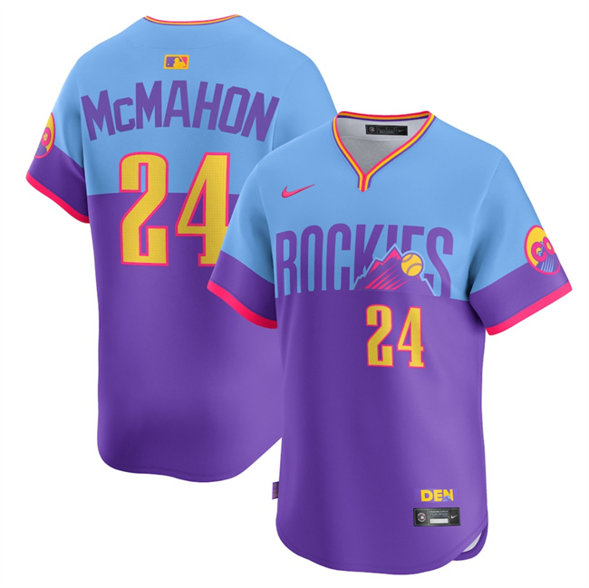 Men's Colorado Rockies #24 Ryan McMahon PurpleLight Blue 2025 City Connect Limited Stitched Baseball Jersey