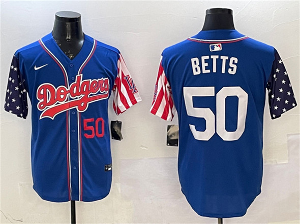 Mens Los Angeles Dodgers #50 Mookie Betts Royal Limited Stitched Baseball Jersey