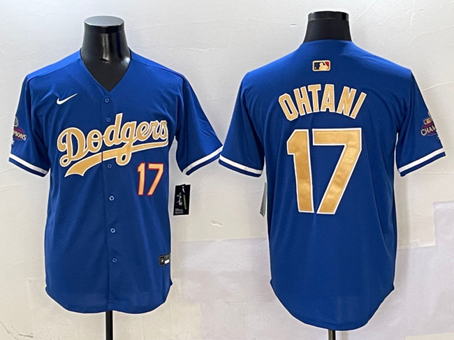 Men's Los Angeles Dodgers #17 Shohei Ohtani Royal 2025 Gold Collection Limited Stitched Baseball Jersey