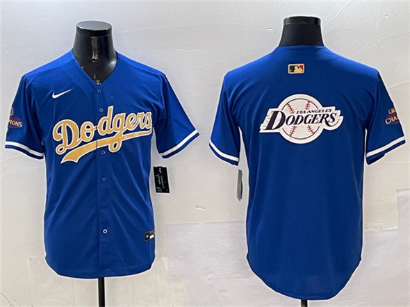 Men's Los Angeles Dodgers Team Big Logo Royal 2025 Gold Collection Limited Stitched Baseball Jersey