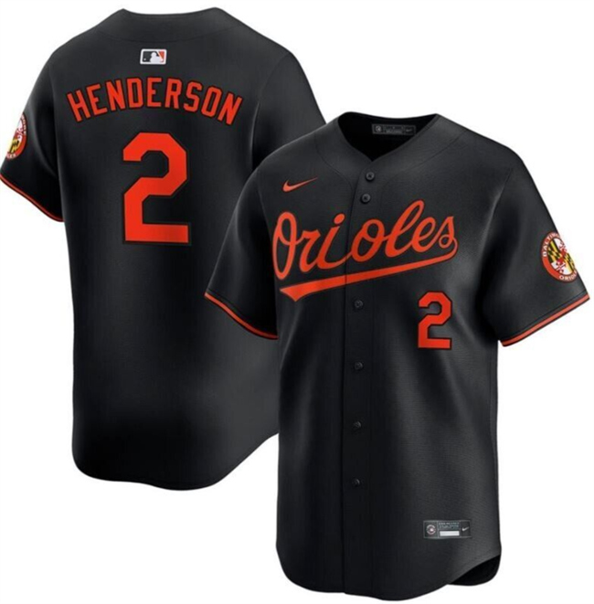 Men's Baltimore Orioles #2 Gunnar Henderson Black Alternate Limited Stitched Baseball Jersey