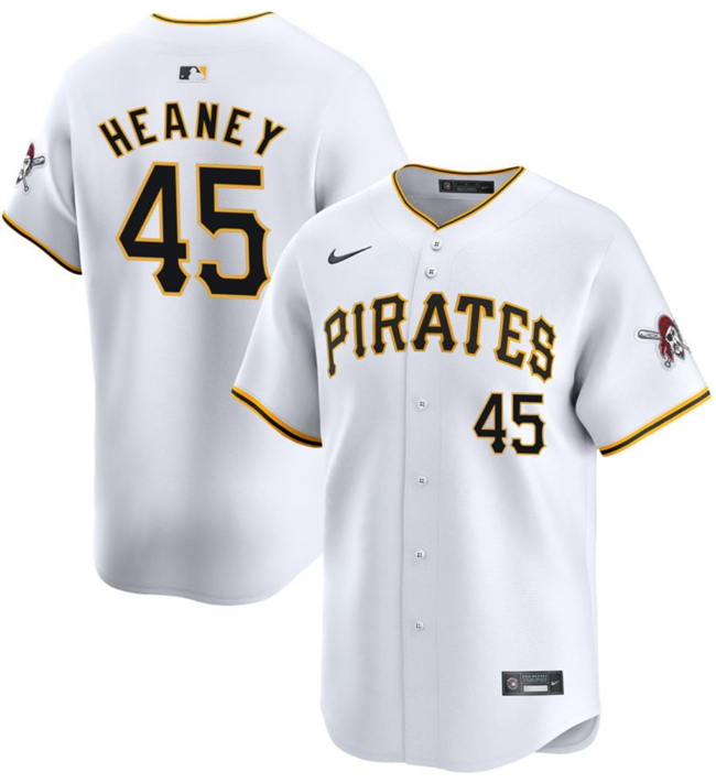 Men's Pittsburgh Pirates #45 Andrew Heaney White 2025 Home Limited Stitched Baseball Jersey