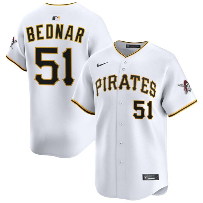 Men's Pittsburgh Pirates #51 David Bednar White 2025 Home Limited Stitched Baseball Jersey