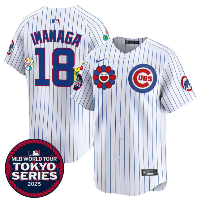 Men's Chicago Cubs #18 Shōta Imanaga White 2025 Tokyo Series Limited Cherry Blossoms Baseball Jersey