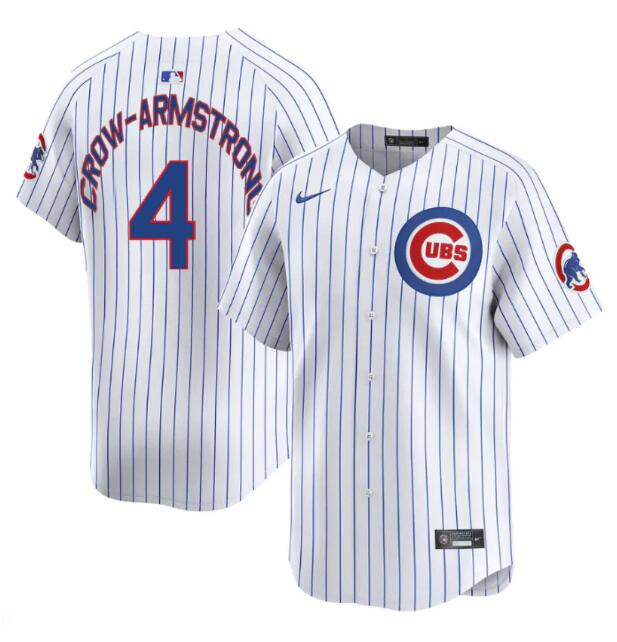 Men's Chicago Cubs #4 Pete Crow-Armstrong White Home Limited Stitched Baseball Jersey