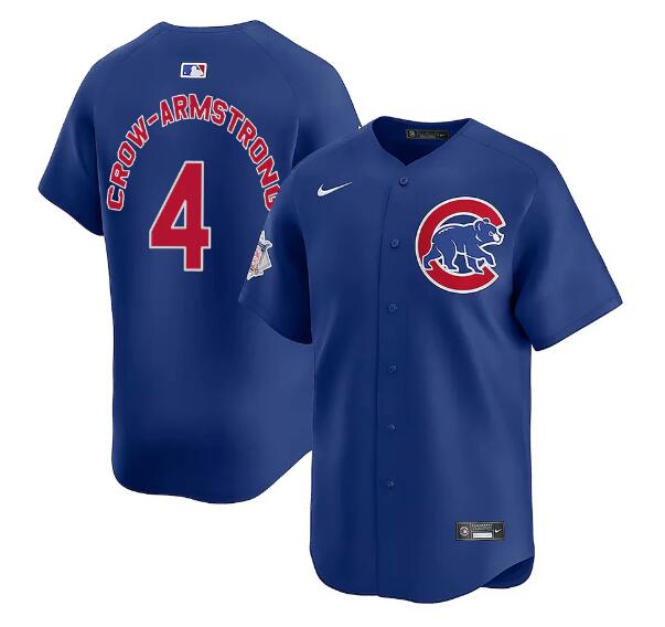 Men's Chicago Cubs #4 Pete Crow-Armstrong Royal Limited Stitched Baseball Jersey
