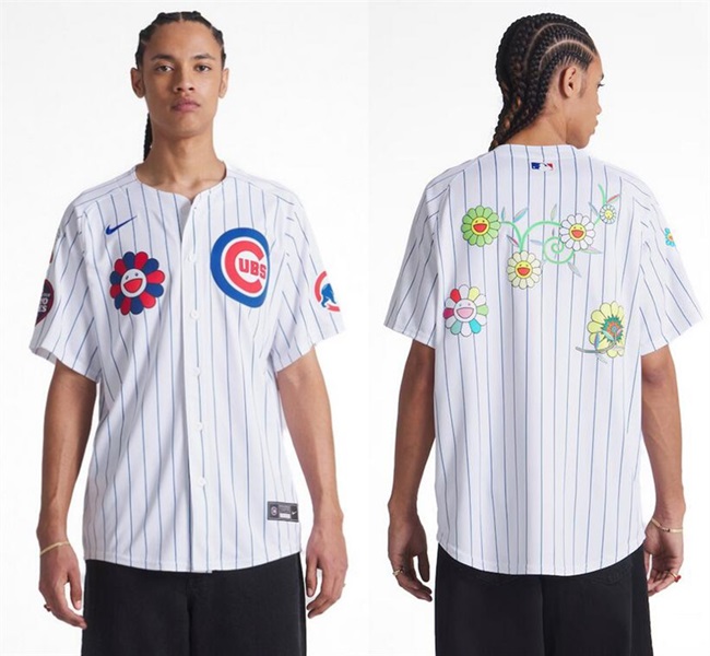 Men's Chicago Cubs White Big Logo 2025 Tokyo Series Limited Cherry Blossoms Baseball Jersey