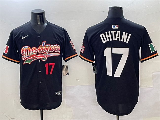 Men's Los Angeles Dodgers #17 Shohei Ohtani Black Mexico Limited Stitched Baseball Jersey