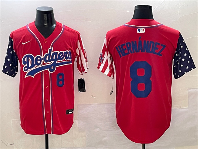 Men's Los Angeles Dodgers #8 Enrique Hernández Red Limited Stitched Baseball Jersey