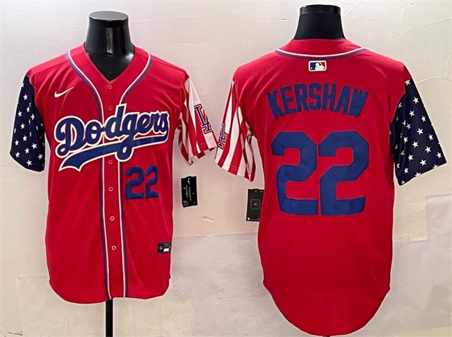 Men's Los Angeles Dodgers #22 Clayton Kershaw Red Limited Stitched Baseball Jersey