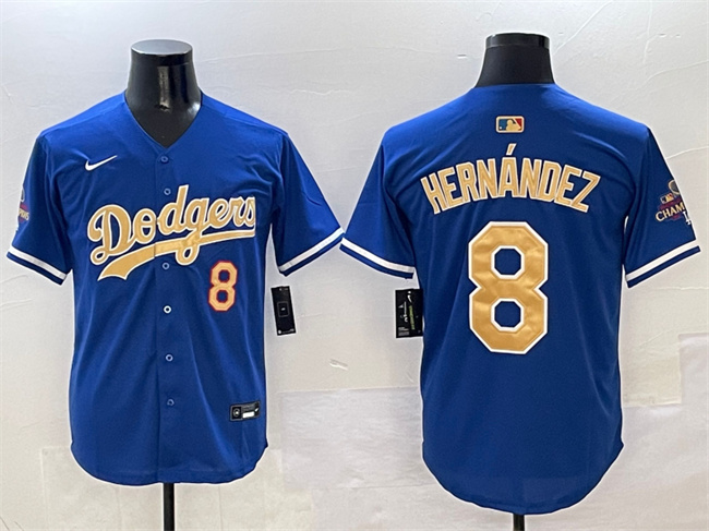 Men's Los Angeles Dodgers #8 Enrique Hernández Royal 2025 Gold Collection Limited Stitched Baseball Jersey