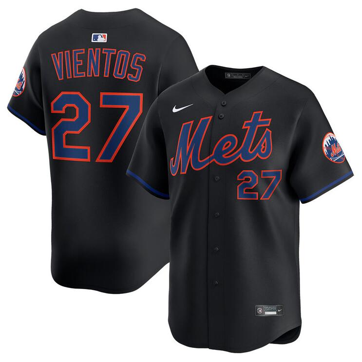 Men's New York Mets #27 Mark Vientos Black Alternate Limited Stitched Baseball Jersey