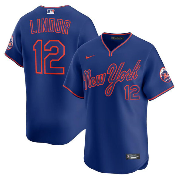 Men's New York Mets #12 Francisco Lindor Royal 2025 Alternate Limited Stitched Baseball Jersey