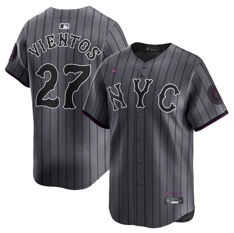 Men's New York Mets #27 Mark Vientos Graphite City Connect Limited Stitched Baseball Jersey