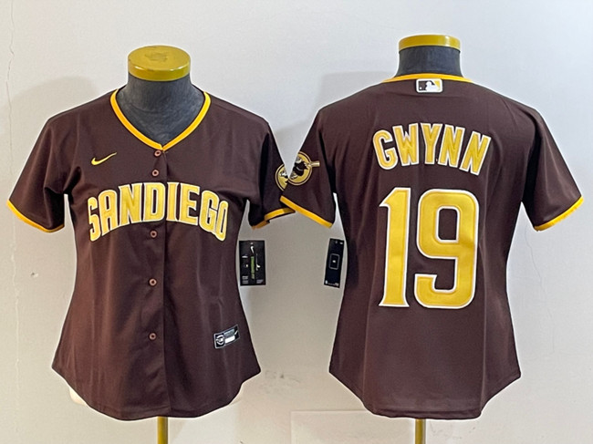 Women's San Diego Padres #19 Tony Gwynn Brown Stitched Baseball Jersey(Run Small)