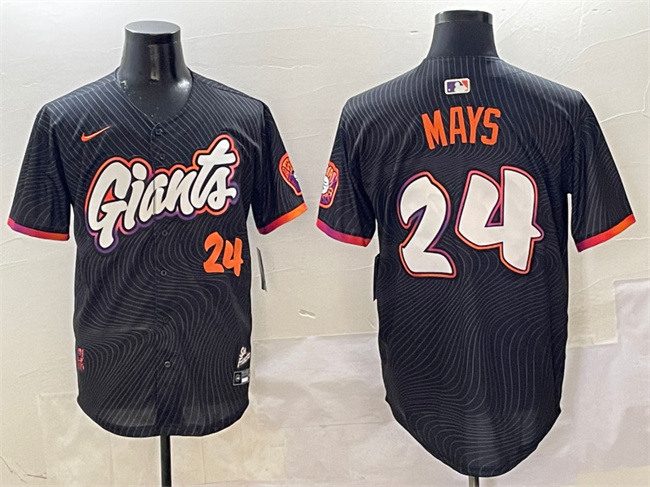 Men's San Francisco Giants #24 Willie Mays Anthracite 2025 City Connect Limited Stitched Baseball Jersey