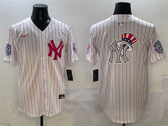 Men's New York Yankees Team Big Logo Pink With Patch Limited Stitched Baseball Jersey 002