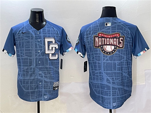 Men's Washington Nationals Team Big Logo Blue 2025 City Connect Limited Stitched Baseball Jersey