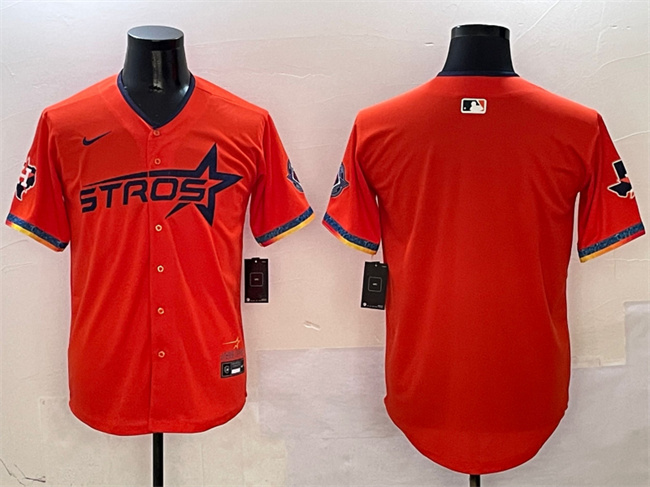 en's Houston Astros Blank Orange 2025 City Connect With Texas Patch Limited Stitched Baseball Jersey
