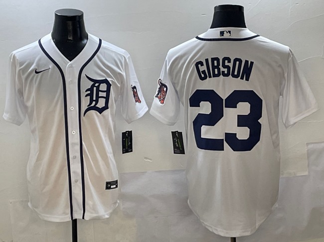 Men's Detroit Tigers #23 Kirk Gibson White Cool Base Stitched Baseball Jersey