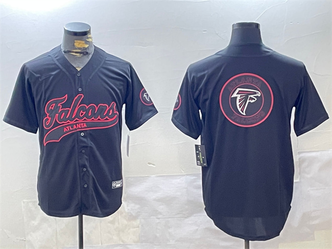 Men's Atlanta Falcons Team Big Logo Black With Patch Cool Base Stitched Baseball  Jersey