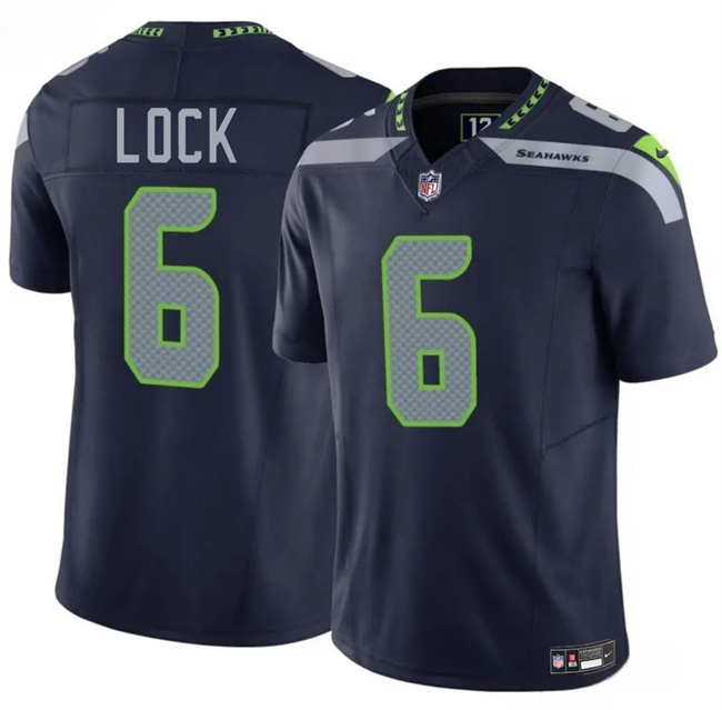 Men's Seattle Seahawks #6 Drew Lock Navy 2025 F.U.S.E. Vapor Limited Stitched Football Jersey