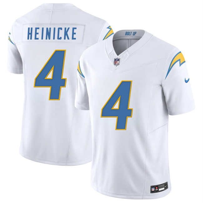 Men's Los Angeles Chargers #4 Taylor Heinicke White 2025 F.U.S.E. Vapor Limited Stitched Football Jersey