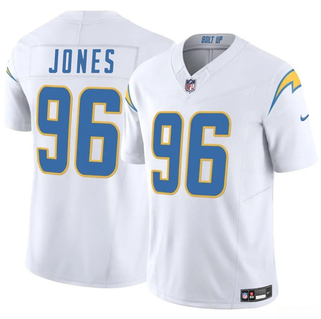 Men's Los Angeles Chargers #96 Naquan Jones White 2024 F.U.S.E Vapor Limited Stitched Football Jersey